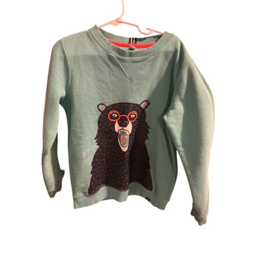 Kids Joules Bear Glasses Graphic Sweatshirt Teal Blue 7 8 Years 128cm